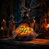 Halloween Witch Lamp Cutout Pattern Resin Witch Lamp USB Powered