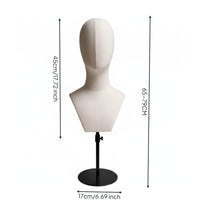 Mannequin Head with Shoulders Textile Covered Half-Body Mannequin Metal Base