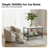 2-Tier Rolling End Table Movable with casters Household Furniture Space-Saving