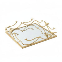 Gold Bird Decorative Tray Nordic Design Acrylic Mirror Storage Tray for Entryway
