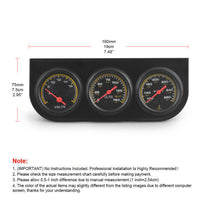 2 Inch 52mm Mechanical Triple Gauge Set for 12V Vehicles