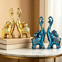 Luxury Wealth Elephant Figurine for Living Room Entryway TV Cabinet Home Decor Gift