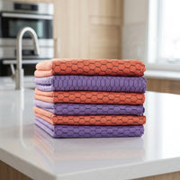 Mixed Color Microfibre Cleaning Cloths, 30cm Glasses Cleaning Cloth for Mirrors and Kitchen, Streakclear Geometric Microfiber