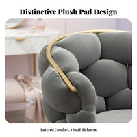 Woven Puff Armchair Nordic Aesthetic Vanity Stool Comfortable Backrest