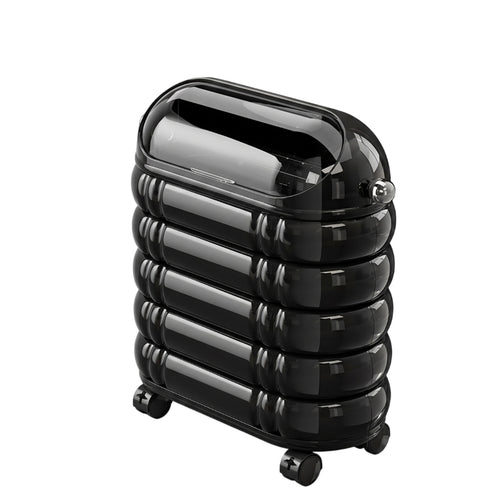 Slim Trash Can with Wheels Compact Nook Trash Can with Lid Easy-to-Clean