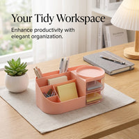 Desk Organiser with Drawer, Desktop Storage for Home Office Accessories, Pen Holder for Study Table, Multi-Function