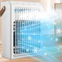 7 Color Night Light Desktop Water Fan 3 Wind Speeds Portable Air Cooler Mini Air Conditioner for Office, Bedroom