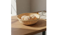 Round Bamboo Basket Low-Sided Bamboo Woven Basket Wide opening Storage Item for Tabletop