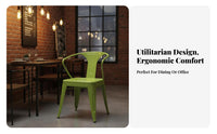 Utilitarian Armchair With Armrests Metal Chair Supportive Spine Supportrest Long-Lasting Construction for Homeowners, Restaurant