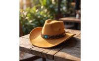 Cowboy Hat with Braided Band Structured Felt Cowboy Hat for Festivals, Travel, Stage