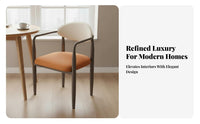 Scalloped rear Chair Light Luxury aesthetic Upholstered Seat Modern Design Floor Protectors for Adults, Homeowners