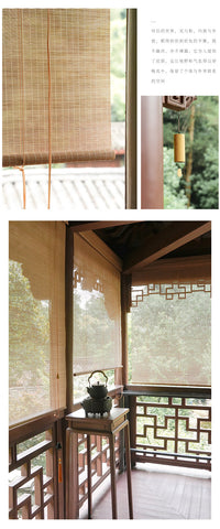 New Chinese Style Bamboo Curtain for Ceiling Decoration, Lift Shade, No Drilling