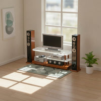 Modern Miniature Home Theater Contemporary Dollhouse TV Stand with Speakers Compact Miniature Television Set True-to-Life for Hobbyists