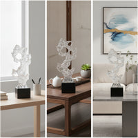 Resin Sculpture Clear Sculpture with Base Minimalist Stone Ornament for Interior Designers, Living Room