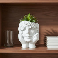 Woman Head Flower Pot Artistic Design Lady Head Planter Lightweight