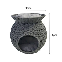 Wicker Feline House Year-Round Use Pet Home Long-Lasting