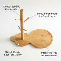 Bamboo Mug Holder, Coffee Cup Stand for Kitchen Counter, Coffee Tea Mug Holder, Holder Black Bamboo, Coffee Cup Organizer
