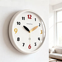 Modern Minimalist Wall Clock with Silent Movement, Battery Operated, Round PVC Dial