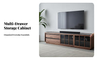 Sintered Stone Top Lowboard TV Stand Modern Design Lowsilhouette Media Cabinet Ample Storage Living Room Furniture sturdy Construction for Homeowners, Apartment Dwellers, Families, Bedroom