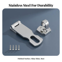 Rotating Opening Hasp Latch Stainless Steel Hasp and Staple Turning Padlock Opening Mount 360° Rotatable for Cabinet