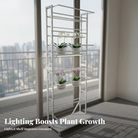 Adjustable Flower Stand 5 Tiered Plant Shelf Mobile with Wheels Sturdy Metal Construction Easy Assembly Suitable for Gardeners Balcony Living Room Sunroom