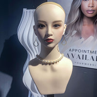 模特头厂家假发展示化妆女头模耳环项链拍照PVC半身双肩cos模型头