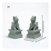 Stone Look Statues with Pedestal Carved Guardian Beast Ornaments for Photo Props