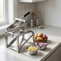 Heavy-Duty Garlic Cutter with Dual Pressing Arms Stainless Steel Garlic Guillotine Cutter Manual Kitchen Tool Lever-Style for Home Cooks, Chefs, Restaurant