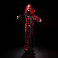 Indoor Clown Ghost Prop Covered Outdoor Halloween Clown Decoration Scary Standing Ghost with Poseable Arms Terrifying for Entryway