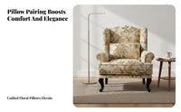 sturdy Wood Frame Upholstered high-rear armchair Armchair Vintage Design high-rear armchair Chair Jacquard Fabric Single Sofa Floral Pattern for Apartment Dwellers, Readers, Homeowners, Living Room, Bedroom, perusing alcove, Lounge Area