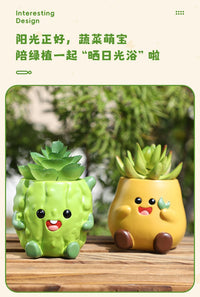 Creative Vegetable Cartoon Flower Pot Resin Succulent Planter for Office Desk