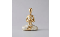 Zen Meditation Figurine Tabletop Meditation Statue with Gold Finish Compact Decor Minimalist for Desk