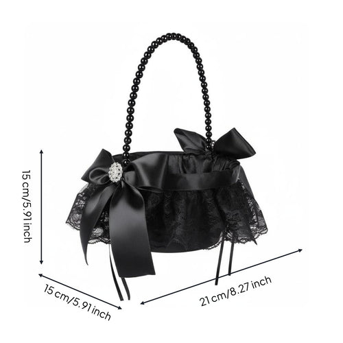 Black Flower Girl Basket Elegant Design Gothic Lace Wedding Basket Lightweight Ceremony Accessories