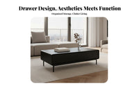 Modern Minimalist design 2-Tier Rectangular Coffee Table Large Storage Space dual-level Rectangular Table Sturdy and Stable Household Furniture scuffResistant for Apartment Dwellers, Homeowners, Families, Living Room, Lounge, Reception Area, Office