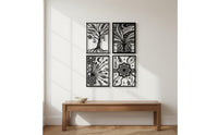 4 Pieces Abstract Line Wall Dimensional Art Shadow Effect Black Metal Wall Art Rust Resistant for Living Room, Bedroom