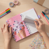 A5 Mushroom Hole Loose-Leaf Notebook with Decorative DIY Cover, Thickened Journal with Lined Pages, 80 Sheets
