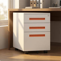 Rolling Filing Cabinet White Mobile Storage Cabinet Matte Finish