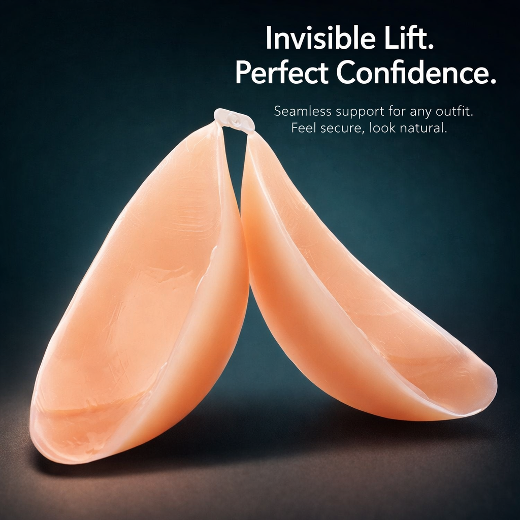 Strapless Backless Invisible Bra for Wedding Dress and Reusable Push Up Silicone with Double Thickness for Enhanced Lift