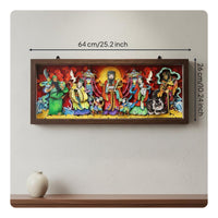 Wealth Deity Decor New Year Gift Paper Cut Frame Artisanal Appearance Tabletop Ornament for Living Room, Office