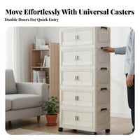Wheeled Organizer with Doors Multi-Tier Household Storage Magnetic Door Closure