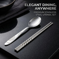 Stainless Steel Cutlery Set, Portable Camping Cutlery Set, Reusable Chopsticks and Spoon, Picnic Cut - Image 2