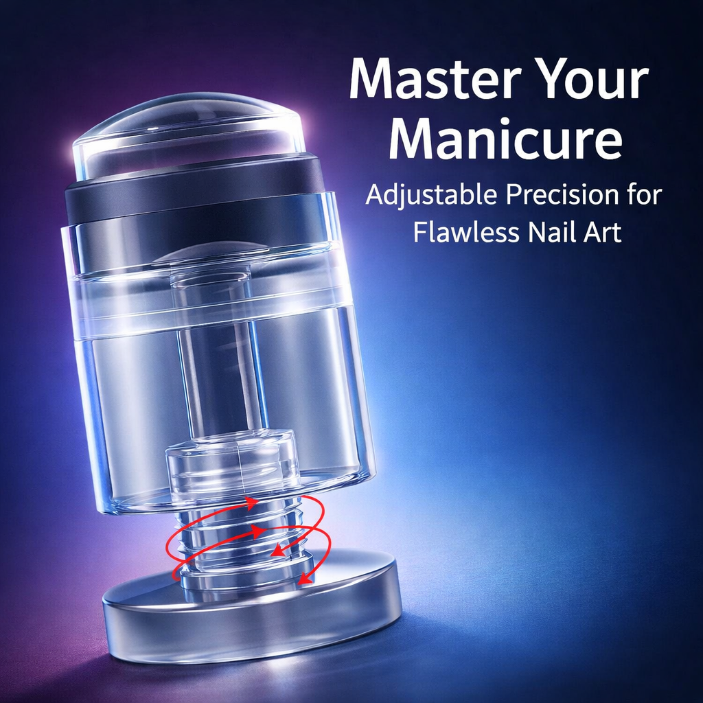 Nail Stamp Tool, Rotatable and Adjustable Size Silicone for Manicure and Decoration, Transparent Kit