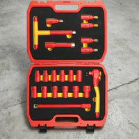 EV Ready Insulated Tool Kit Electric Insulated Socket Set Metric Tool Kit with Foam Trays Portable for Mechanics, Electricians, Diyers, Automotive Repair, Electrical Work, Roadside Emergencies, Workshops