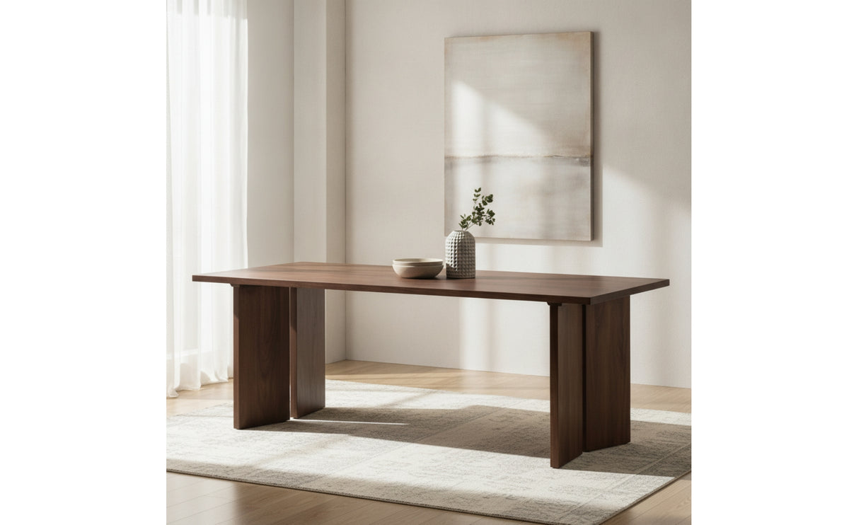 Solid Wood Pedestal Dining Table Rectangular Dining Table Sturdy Furniture Stable for Office