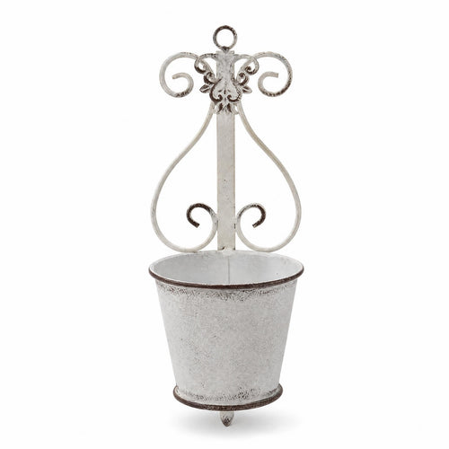 Rust-Brown Accents Heart Scrollwork Planter Iron Flower Pot Holder Decorative