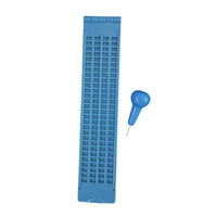 Blue 4-Line 28-Cell Braille Writing Board with Stylus - Multiple Colors