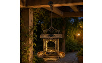 Solar Bird Feeder Antiqued Finish Garden Decor Outdoor