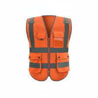Long-Lasting Reflective Safety Vest Lightweight Multi-Pocket Construction Vest Breathable Material High Visibility Clothing for Workers, Event Personnel, Warehouses