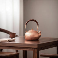 Hammered Teapot Copper-Toned Pot Traditional for Tabletop, Kitchen, Hosts