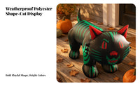 Inflatable Cat with Green Stripes | Glossy Air-Filled Construction, Vivid Graphic Detailing, for Yard
